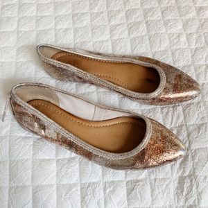 Frye Sienna Pointed Toe Flats Silver/Bronze Sz 6